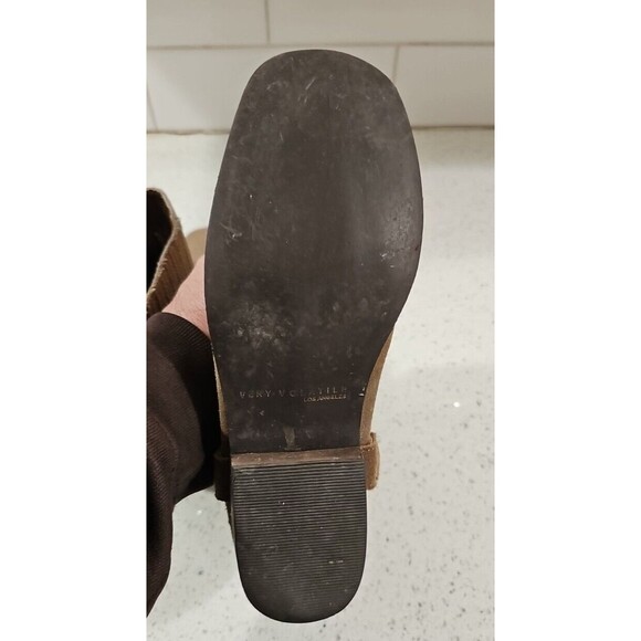 Very Volatile Boots Womens 8.5 Harness Strap Slip On Suede Wood Heel BoHo Casual - Picture 5 of 16